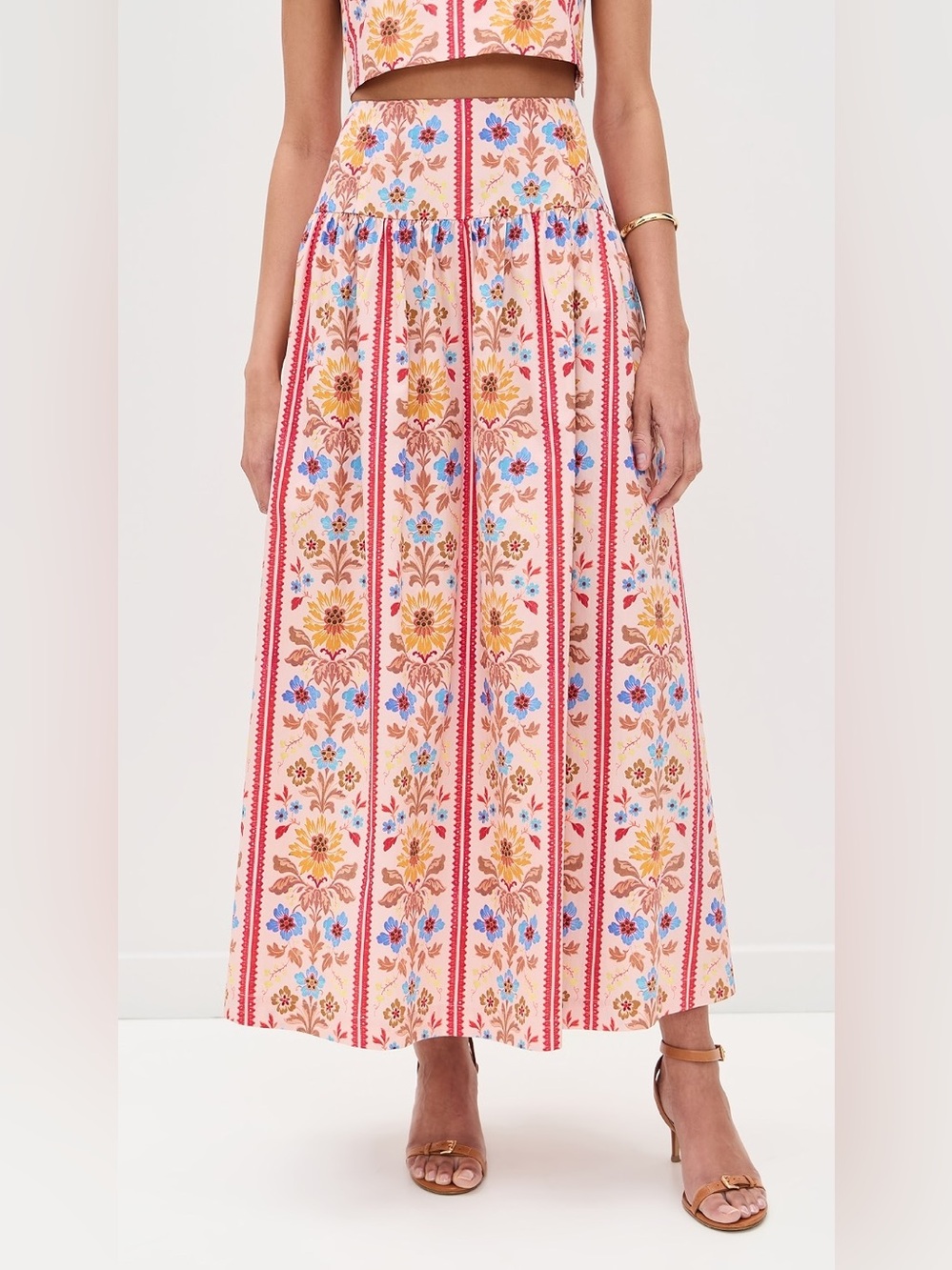 New Hill House Kate midi skirt in floral block stripe